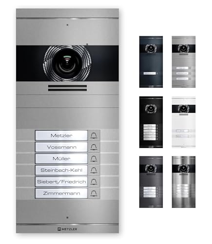 Metzler VDM10 2.0 Video Türsprechanlage, Sprechanlage Individuell konfigurierbar mit austauschbarem Namensschild, Anschlussart (LAN PoE / 2-Draht IP), Optional mit Innenstation - In Graualuminium von Metzler