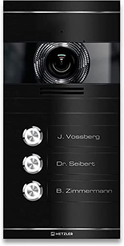 Metzler VDM10 2.0 Video -Türsprechanlage - 2-Draht IP - 3 familienhaus Türklingel in RAL9005 Tiefschwarz mit Türöffner, HD-Kamera, Smartphone App von Metzler