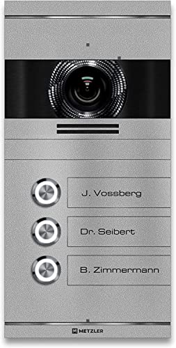 Metzler VDM10 2.0 Video -Türsprechanlage - 2-Draht IP - 3 familienhaus Türklingel in RAL9007 Graualuminium mit Türöffner, HD-Kamera, Smartphone App von Metzler