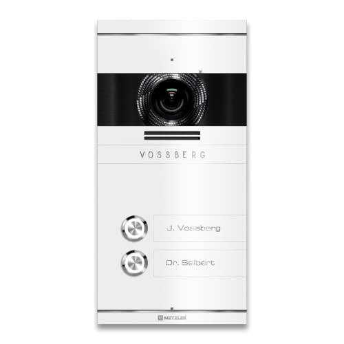 Metzler Video Türsprechanlage 2 Familienhaus | Türklingel mit Kamera FullHD | Opt. 7" Monitor | Smartphone App | Mit Anschluss für Türöffner | Anschluss: LAN POE | Verkehrsweiß | VDM10 2.0 Colson von Metzler