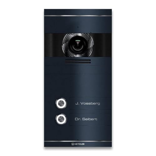 Metzler Video Türsprechanlage 2 Familienhaus | Türklingel mit Kamera FullHD | Opt. 7" Monitor | Smartphone App | Mit Anschluss für Türöffner | Anschluss: LAN POE | Anthrazit | VDM10 2.0 Colson von Metzler