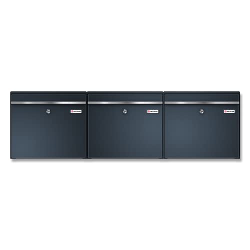 Metzler XXL dreifach Briefkasten für 3er Familienhaus aus massivem Stahl in Anthrazit RAL 7016 - mit austauschbarem namensschild - Wandmontage - 1170 x 343 x 116 mm - Horizontal Bk212 Metzler XXL dreifach Briefkasten für 3er Familienhaus aus massivem Stahl in Anthrazit RAL 7016 - mit austauschbarem namensschild - Wandmontage - 1170 x 343 x 116 mm - Horizontal Bk212 von Metzler