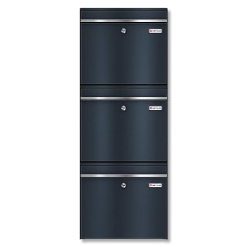 Metzler XXL dreifach Briefkasten für 3er Familienhaus aus massivem Stahl in Anthrazit RAL 7016 - mit austauschbarem namensschild - Wandmontage - 780 x 687 x 116 mm - Vertikal Bk212 Metzler XXL dreifach Briefkasten für 3er Familienhaus aus massivem Stahl in Anthrazit RAL 7016 - mit austauschbarem namensschild - Wandmontage - 780 x 687 x 116 mm - Vertikal Bk212 von Metzler
