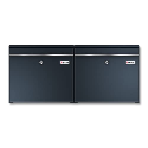 Metzler XXL Doppelbriefkasten für 2er Familienhaus aus massivem Stahl in Anthrazit RAL 7016 - mit austauschbarem namensschild - Wandmontage - 780 x 343 x 116 mm - Horizontal Bk212 von Metzler