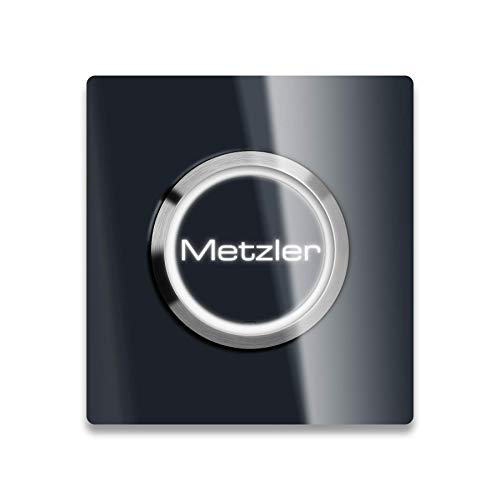 Metzler Moderne XL - LED-Türklingel - 80 x 80 mm - inklusive Gravur - beleuchteter Taster - austauschbarer Namensfeld/Namenschild - Anthrazit von Metzler