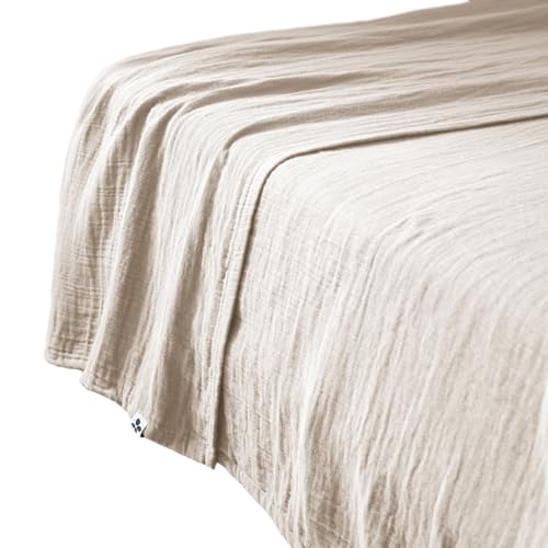 Bettlaken 240 x 300 cm aus Baumwoll-Gaze, Ecru mit Steppung auf der Rückseite – Bettwäsche – Pepa von Meubletmoi