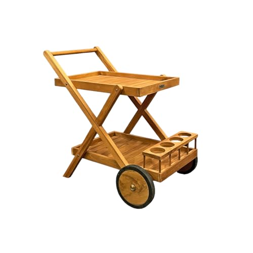 Gartenwagen mit 2 Tabletts und 4 Flaschentüren aus massivem Teakholz, geölt – für den Außenbereich, Natur, Terrasse, Balkon – Ancolie Gartenwagen mit 2 Tabletts und 4 Flaschentüren aus massivem Teakholz, geölt – für den Außenbereich, Natur, Terrasse, Balkon – Ancolie von Meubletmoi