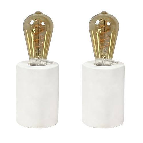 Meubletmoi Calo 4969 Nachttischlampe aus Beton, Weiß, Höhe 12 cm, moderner und minimalistischer Stil, 2 Stück von Meubletmoi