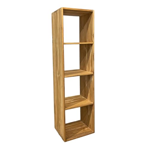 Meubletmoi Evelyn Bücherregal, Höhe 141 cm, gerade Säule, aus Teakholz, mit 4 Fächern – handgefertigt von Meubletmoi