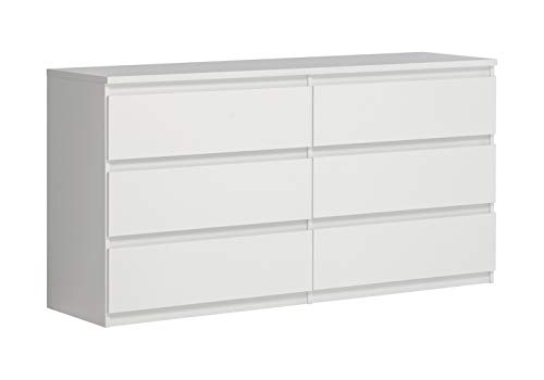 Meubletmoi Große Kommode mit 2 x 3 Schubladen, Weiß lackiert – Aufbewahrung für Schlafzimmer – Benny von Meubletmoi