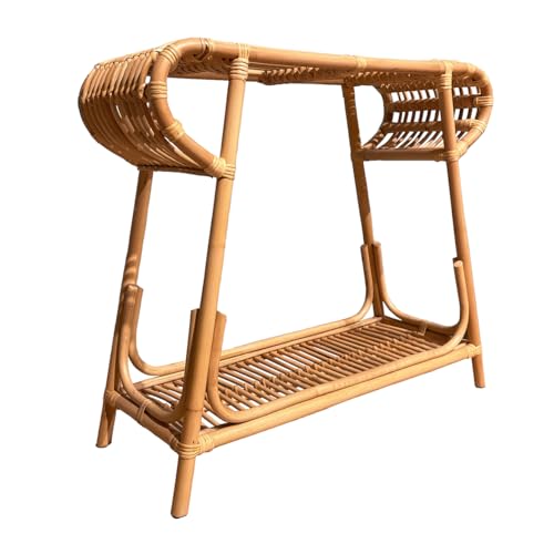 Meubletmoi Konsole L. 80 cm Trapezform rund luftig aus Rattan natur geflochten - Bohemian Style Handarbeit - Hazel von Meubletmoi