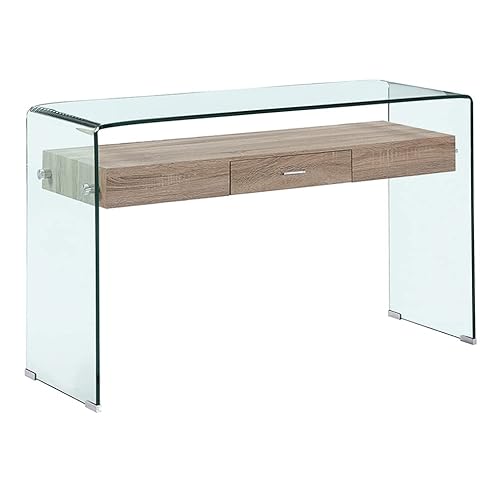 Meubletmoi Konsolentisch aus gehärtetem Glas mit Schublade aus MDF – Modernes Design – Ice von Meubletmoi