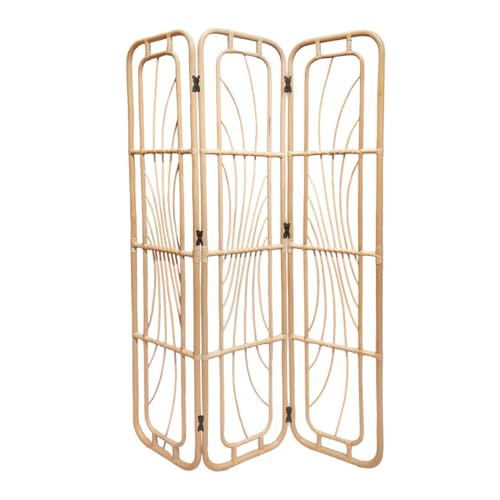 Meubletmoi Raumteiler aus natürlichem Rattan, 180 cm, 3 Seiten, durchbrochenes Design, organische Formen, Boho- und Casual-Stil, handgefertigt, Hazel von Meubletmoi