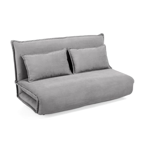 Meubletmoi Sofa-Bank, 2-Sitzer, ausklappbar, aus Cord, grau, mit abnehmbarer Rückenlehne und 2 Kissen – moderne Atmosphäre und Komfort – Gracie Meubletmoi Sofa-Bank, 2-Sitzer, ausklappbar, aus Cord, grau, mit abnehmbarer Rückenlehne und 2 Kissen – moderne Atmosphäre und Komfort – Gracie von Meubletmoi