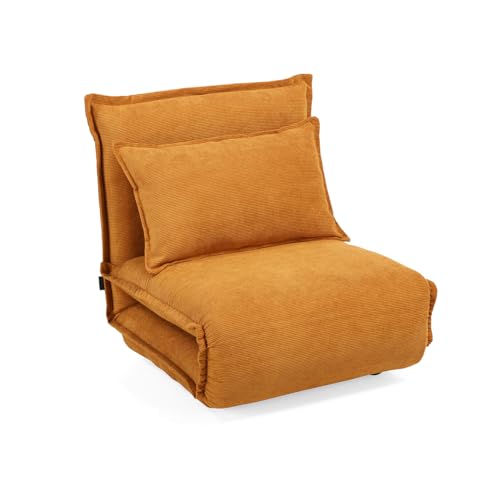 Schlafsessel, 1-Sitzer, aus Cord, Senfgelb, mit abnehmbarer Rückenlehne und 1 Kissen – moderne Atmosphäre und Komfort – Gracie Schlafsessel, 1-Sitzer, aus Cord, Senfgelb, mit abnehmbarer Rückenlehne und 1 Kissen – moderne Atmosphäre und Komfort – Gracie von Meubletmoi