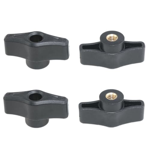Meuey Lyot Schwarzer Flügelmutterknauf, 6,35 mm (1/4 Zoll), Klemmmuttern, Gewindeknauf, Rändelmuttern, T-Schienen-Zubehör, 4 Stück von Meuey Lyot