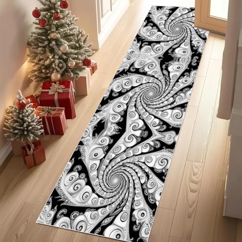 Meugesoi Abstrakt Schwarz Weiß Wirbel Teppich Flur Läufer 3D Visual Illusion Teppichläufer Küchenläufer 80 X 250 cm Carpet rutschfest Waschbar für Bettvorleger Flur Küche Waschküche Meugesoi Abstrakt Schwarz Weiß Wirbel Teppich Flur Läufer 3D Visual Illusion Teppichläufer Küchenläufer 80 X 250 cm Carpet rutschfest Waschbar für Bettvorleger Flur Küche Waschküche von Meugesoi