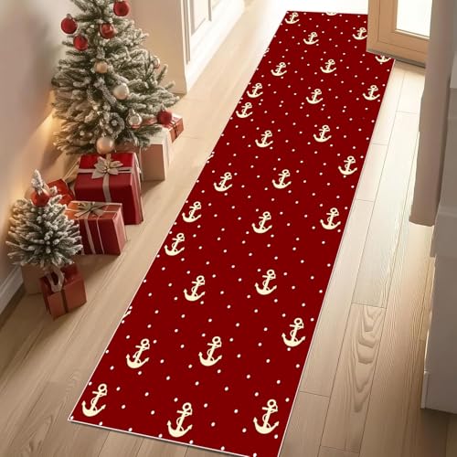 Meugesoi Anker Teppich Läufer 60x150 cm Nautischer Thema Teppiche rutschfest Waschbar Bettumrandung Schlafzimmer, Teppichläufer für Küche, Flur, Eingangsbereich Meugesoi Anker Teppich Läufer 60x150 cm Nautischer Thema Teppiche rutschfest Waschbar Bettumrandung Schlafzimmer, Teppichläufer für Küche, Flur, Eingangsbereich von Meugesoi