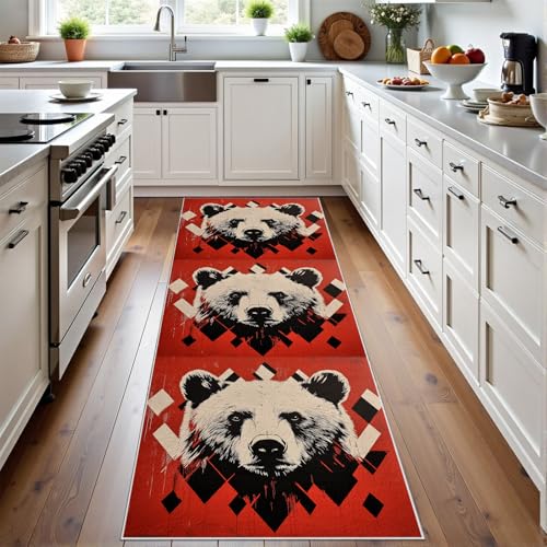 Meugesoi Bär Tierwelt Teppich Läufer rutschfest Waschbar 80x300 cm, Moderne Geometrie Flurteppich Küchenteppich Teppichläufer für Bettvorleger Wohnraum Flur Waschküche Meugesoi Bär Tierwelt Teppich Läufer rutschfest Waschbar 80x300 cm, Moderne Geometrie Flurteppich Küchenteppich Teppichläufer für Bettvorleger Wohnraum Flur Waschküche von Meugesoi