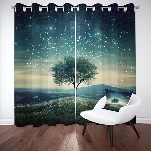 Meugesoi Baum Natur Scenery Vorhang Blickdicht H175 × B140 cm 2er Set, Sternenhimmel Thermovorhang Verdunkelung mit Ösen Gardinen für Wohnzimmer Schlafzimmer Kinderzimmer Meugesoi Baum Natur Scenery Vorhang Blickdicht H175 × B140 cm 2er Set, Sternenhimmel Thermovorhang Verdunkelung mit Ösen Gardinen für Wohnzimmer Schlafzimmer Kinderzimmer von Meugesoi