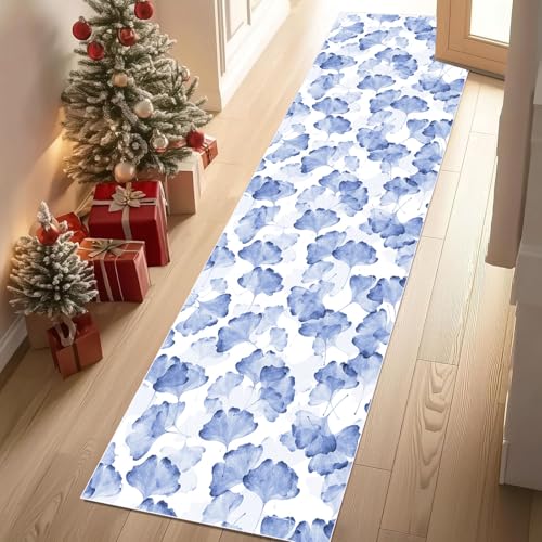 Meugesoi Blau Ginkgo Blätter Teppich Flur Läufer 60 X 240 cm Aquarell Natur Pflanzen Teppichläufer Küchenläufer Teppiche rutschfest Waschbar für Bettvorleger Flur Küche Waschküche Meugesoi Blau Ginkgo Blätter Teppich Flur Läufer 60 X 240 cm Aquarell Natur Pflanzen Teppichläufer Küchenläufer Teppiche rutschfest Waschbar für Bettvorleger Flur Küche Waschküche von Meugesoi