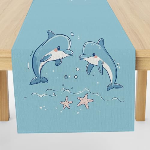 Meugesoi Cartoon Delfine Tischläufer Leinen Meerestiere Läufer Tisch Abwaschbar WaschbareRunner 30x240 cm für Küche Table Esstisch Couchtisch Party Tischdecke Dekoration Meugesoi Cartoon Delfine Tischläufer Leinen Meerestiere Läufer Tisch Abwaschbar WaschbareRunner 30x240 cm für Küche Table Esstisch Couchtisch Party Tischdecke Dekoration von Meugesoi