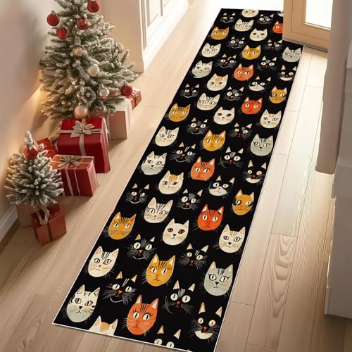 Meugesoi Cartoon Katze Teppich Läufer rutschfest Waschbar 80x300 cm, Niedlich Katzenkopf Flurteppich Küchenteppich Teppichläufer für Bettvorleger Wohnraum Flur Waschküche Meugesoi Cartoon Katze Teppich Läufer rutschfest Waschbar 80x300 cm, Niedlich Katzenkopf Flurteppich Küchenteppich Teppichläufer für Bettvorleger Wohnraum Flur Waschküche von Meugesoi