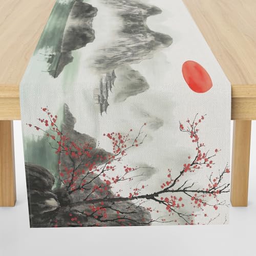 Meugesoi Chinesischer Stil Tischläufer Abwaschbar Orientalisch Aesthetic Tischdecke Esstisch Deko Runner 40x300 cm Für Küche Table Couchtisch Geburtstag Party Hochzeit Tischdeko von Meugesoi