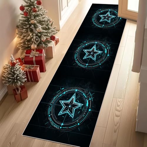 Meugesoi Coole Futuristisch Teppich Läufer rutschfest Waschbar 80x200 cm, Sinn Für Technik Stern Flurteppich Küchenteppich Teppichläufer für Bettvorleger Wohnraum Flur Waschküche Meugesoi Coole Futuristisch Teppich Läufer rutschfest Waschbar 80x200 cm, Sinn Für Technik Stern Flurteppich Küchenteppich Teppichläufer für Bettvorleger Wohnraum Flur Waschküche von Meugesoi