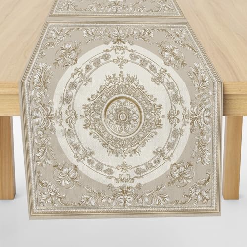 Meugesoi Europäische Klassische Ästhetik Tischläufer 30x140 cm Traditionell Blumenmuster Tischdecke Abwaschbar Küche Esstisch Tisch Runner, Tischläufer für Esszimmer Party Urlaub Dekoration von Meugesoi