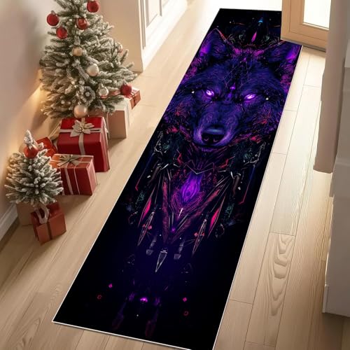 Meugesoi Fantasie Tier Wolf Teppich Läufer rutschfest Waschbar 80x300 cm, Darkness Science-Fiction Flurteppich Küchenteppich Teppichläufer für Bettvorleger Wohnraum Flur Waschküche Meugesoi Fantasie Tier Wolf Teppich Läufer rutschfest Waschbar 80x300 cm, Darkness Science-Fiction Flurteppich Küchenteppich Teppichläufer für Bettvorleger Wohnraum Flur Waschküche von Meugesoi