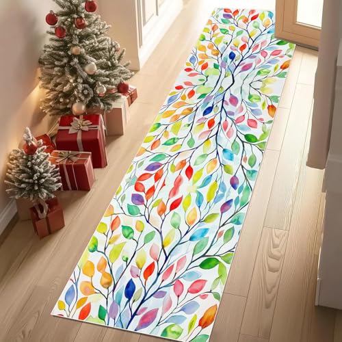 Meugesoi Fantasy Aquarell Blätter Teppich Läufer rutschfest Waschbar 80x300 cm, Botanisch Laub Flurteppich Küchenteppich Teppichläufer für Bettvorleger Wohnraum Flur Waschküche Meugesoi Fantasy Aquarell Blätter Teppich Läufer rutschfest Waschbar 80x300 cm, Botanisch Laub Flurteppich Küchenteppich Teppichläufer für Bettvorleger Wohnraum Flur Waschküche von Meugesoi