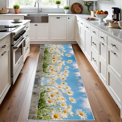 Meugesoi Gänseblümchen Blumen Teppich Läufer 60x120 cm Frühling Idyllische Floral Carpet rutschfest Waschbar Bettumrandung Schlafzimmer, Teppichläufer für Küche, Flur, Eingangsbereich Meugesoi Gänseblümchen Blumen Teppich Läufer 60x120 cm Frühling Idyllische Floral Carpet rutschfest Waschbar Bettumrandung Schlafzimmer, Teppichläufer für Küche, Flur, Eingangsbereich von Meugesoi