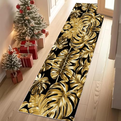 Meugesoi Gold Monstera Teppich Läufer 60x120 cm Tropische Pflanzen Blätter Carpet rutschfest Waschbar Bettumrandung Schlafzimmer, Teppichläufer für Küche, Flur, Eingangsbereich Meugesoi Gold Monstera Teppich Läufer 60x120 cm Tropische Pflanzen Blätter Carpet rutschfest Waschbar Bettumrandung Schlafzimmer, Teppichläufer für Küche, Flur, Eingangsbereich von Meugesoi