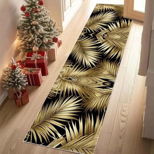 Meugesoi Gold Palmenblätter Teppich Läufer 60x150 cm Tropische Pflanzen Blätter Teppiche rutschfest Waschbar Bettumrandung Schlafzimmer, Teppichläufer für Küche, Flur, Eingangsbereich Meugesoi Gold Palmenblätter Teppich Läufer 60x150 cm Tropische Pflanzen Blätter Teppiche rutschfest Waschbar Bettumrandung Schlafzimmer, Teppichläufer für Küche, Flur, Eingangsbereich von Meugesoi