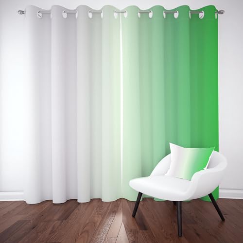 Meugesoi Grün Gradient Blickdichte Vorhang mit Ösen, Modern Minimalistisch Verdunkelungsvorhang Ösenvorhang Wohnzimmer Thermogardine Hitzeschutz Sonnenschutz 2er Set H225 x B140 cm von Meugesoi