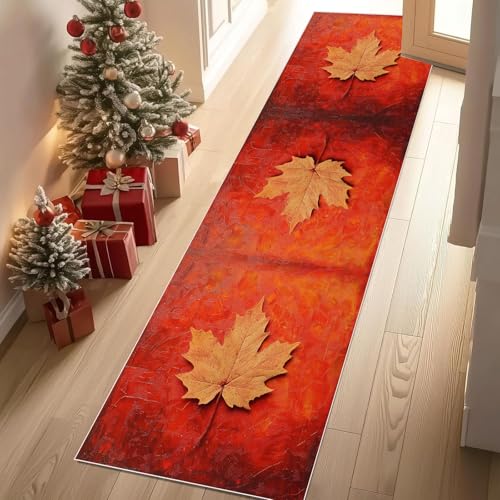 Meugesoi Herbst Ahornblatt Teppich Läufer rutschfest Waschbar 80x300 cm, Pflanzen Blätter Flurteppich Küchenteppich Teppichläufer für Bettvorleger Wohnraum Flur Waschküche Meugesoi Herbst Ahornblatt Teppich Läufer rutschfest Waschbar 80x300 cm, Pflanzen Blätter Flurteppich Küchenteppich Teppichläufer für Bettvorleger Wohnraum Flur Waschküche von Meugesoi