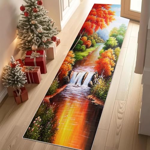 Meugesoi Herbst Natur Landschaft Teppich Läufer rutschfest Waschbar 80x300 cm, Wasserfäll Fluss Bäume Flurteppich Küchenteppich Teppichläufer für Bettvorleger Wohnraum Flur Waschküche Meugesoi Herbst Natur Landschaft Teppich Läufer rutschfest Waschbar 80x300 cm, Wasserfäll Fluss Bäume Flurteppich Küchenteppich Teppichläufer für Bettvorleger Wohnraum Flur Waschküche von Meugesoi