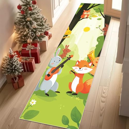 Meugesoi Karikatur Waldtiere Teppich Läufer rutschfest Waschbar 80x300 cm, Kawaii Fuchs Kaninchen Flurteppich Küchenteppich Teppichläufer für Bettvorleger Wohnraum Flur Waschküche Meugesoi Karikatur Waldtiere Teppich Läufer rutschfest Waschbar 80x300 cm, Kawaii Fuchs Kaninchen Flurteppich Küchenteppich Teppichläufer für Bettvorleger Wohnraum Flur Waschküche von Meugesoi