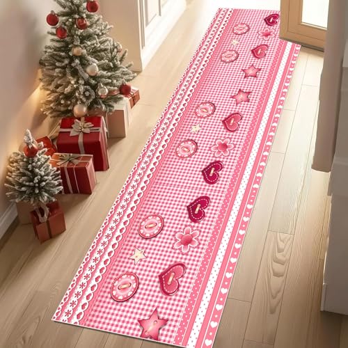 Meugesoi Klassische Rosa Kariert Teppich Läufer 60x150 cm Geometrie Gitter Teppiche rutschfest Waschbar Bettumrandung Schlafzimmer, Teppichläufer für Küche, Flur, Eingangsbereich Meugesoi Klassische Rosa Kariert Teppich Läufer 60x150 cm Geometrie Gitter Teppiche rutschfest Waschbar Bettumrandung Schlafzimmer, Teppichläufer für Küche, Flur, Eingangsbereich von Meugesoi