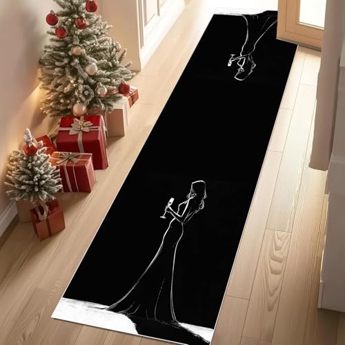 Meugesoi Mädchen Silhouette Teppich Läufer rutschfest Waschbar 80x200 cm, Modern Minimalistisch Stil Flurteppich Küchenteppich Teppichläufer für Bettvorleger Wohnraum Flur Waschküche Meugesoi Mädchen Silhouette Teppich Läufer rutschfest Waschbar 80x200 cm, Modern Minimalistisch Stil Flurteppich Küchenteppich Teppichläufer für Bettvorleger Wohnraum Flur Waschküche von Meugesoi