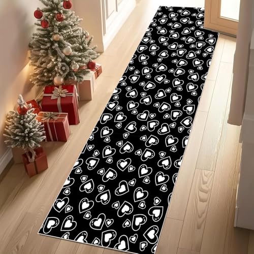 Meugesoi Minimalistisch Herzmuster Teppich Läufer rutschfest Waschbar 80x300 cm, Süße Romantisch Flurteppich Küchenteppich Teppichläufer für Bettvorleger Wohnraum Flur Waschküche Meugesoi Minimalistisch Herzmuster Teppich Läufer rutschfest Waschbar 80x300 cm, Süße Romantisch Flurteppich Küchenteppich Teppichläufer für Bettvorleger Wohnraum Flur Waschküche von Meugesoi