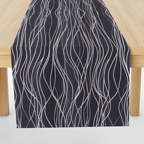 Meugesoi Modern Abstrakt Design Tischläufer 30x120 cm WellenLinien Minimalistisch Tischdecke Abwaschbar Küche Esstisch Tisch Runner, Tischläufer für Esszimmer Party Urlaub Dekoration von Meugesoi