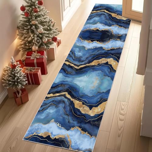 Meugesoi Modern Abstrakt Marmor Teppich Läufer rutschfest Waschbar 80x300 cm, Marmoriert Textur Flurteppich Küchenteppich Teppichläufer für Bettvorleger Wohnraum Flur Waschküche Meugesoi Modern Abstrakt Marmor Teppich Läufer rutschfest Waschbar 80x300 cm, Marmoriert Textur Flurteppich Küchenteppich Teppichläufer für Bettvorleger Wohnraum Flur Waschküche von Meugesoi