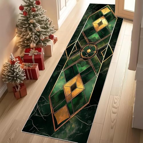 Meugesoi Modern Geometrie Teppich Läufer 60x150 cm Gold Grün Teppiche rutschfest Waschbar Bettumrandung Schlafzimmer, Teppichläufer für Küche, Flur, Eingangsbereich Meugesoi Modern Geometrie Teppich Läufer 60x150 cm Gold Grün Teppiche rutschfest Waschbar Bettumrandung Schlafzimmer, Teppichläufer für Küche, Flur, Eingangsbereich von Meugesoi