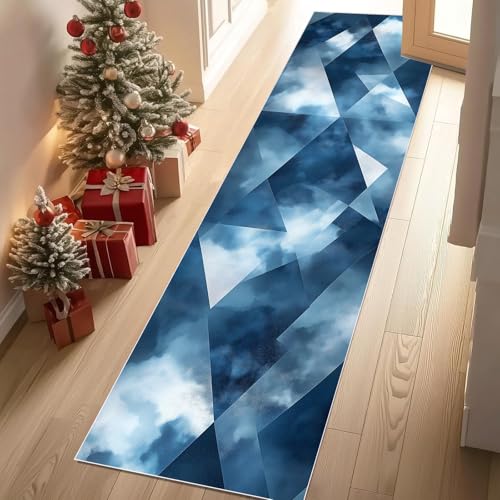 Meugesoi Modern Geometrie Teppichläufer rutschfest Waschbar 60x180 cm, Minimalistisch Stil Küchenteppich Flurteppich Teppich Läufer für Flur, Eingangsbereich, Küche, Wohnzimmer von Meugesoi