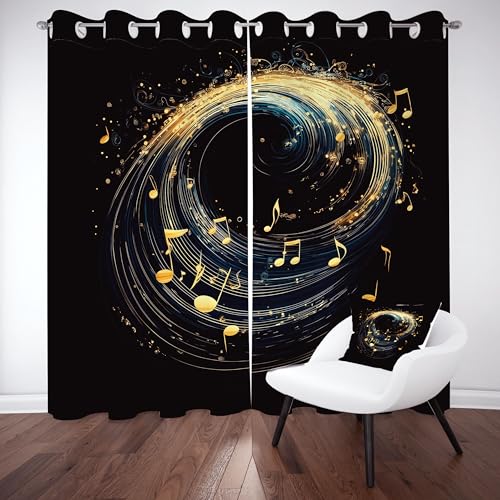 Meugesoi Musik Thema Verdunklungsvorhänge 2er Set, Musiknotation Thermovorhang Kälteschutz Vorhang Blickdicht Abdunkelnd, Schlafzimmer Ösenvorhang Gardine H 137 x B 117cm Meugesoi Musik Thema Verdunklungsvorhänge 2er Set, Musiknotation Thermovorhang Kälteschutz Vorhang Blickdicht Abdunkelnd, Schlafzimmer Ösenvorhang Gardine H 137 x B 117cm von Meugesoi