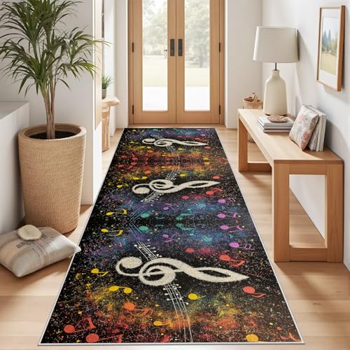 Meugesoi Musiknotation Teppich Läufer rutschfest Waschbar 80x300 cm, Musik Thema Flurteppich Küchenteppich Teppichläufer für Bettvorleger Wohnraum Flur Waschküche Meugesoi Musiknotation Teppich Läufer rutschfest Waschbar 80x300 cm, Musik Thema Flurteppich Küchenteppich Teppichläufer für Bettvorleger Wohnraum Flur Waschküche von Meugesoi