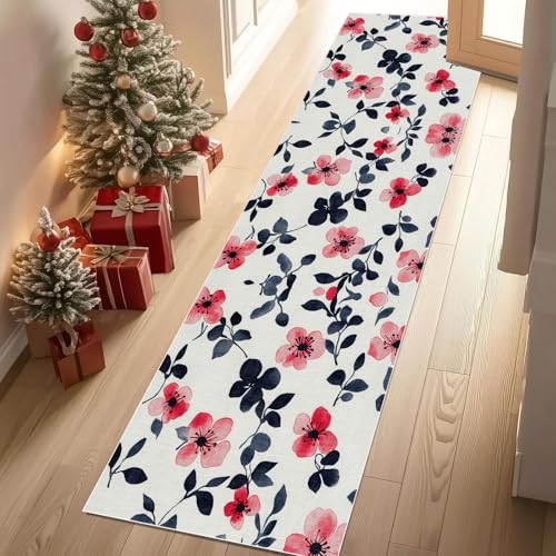 Meugesoi Natur Blumenmuster Teppich Läufer rutschfest Waschbar 80x200 cm, Pflanzen Blumen Flurteppich Küchenteppich Teppichläufer für Bettvorleger Wohnraum Flur Waschküche Meugesoi Natur Blumenmuster Teppich Läufer rutschfest Waschbar 80x200 cm, Pflanzen Blumen Flurteppich Küchenteppich Teppichläufer für Bettvorleger Wohnraum Flur Waschküche von Meugesoi