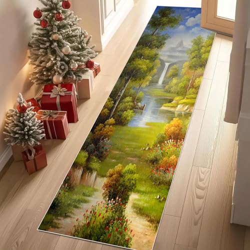Meugesoi Natur Landschaft Teppich Flur Läufer 60 X 240 cm Wasserfäll Fluss Bäume Teppichläufer Küchenläufer Teppiche rutschfest Waschbar für Bettvorleger Flur Küche Waschküche Meugesoi Natur Landschaft Teppich Flur Läufer 60 X 240 cm Wasserfäll Fluss Bäume Teppichläufer Küchenläufer Teppiche rutschfest Waschbar für Bettvorleger Flur Küche Waschküche von Meugesoi